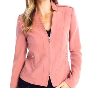 White House black market seamed zip jacket winter bloom pink